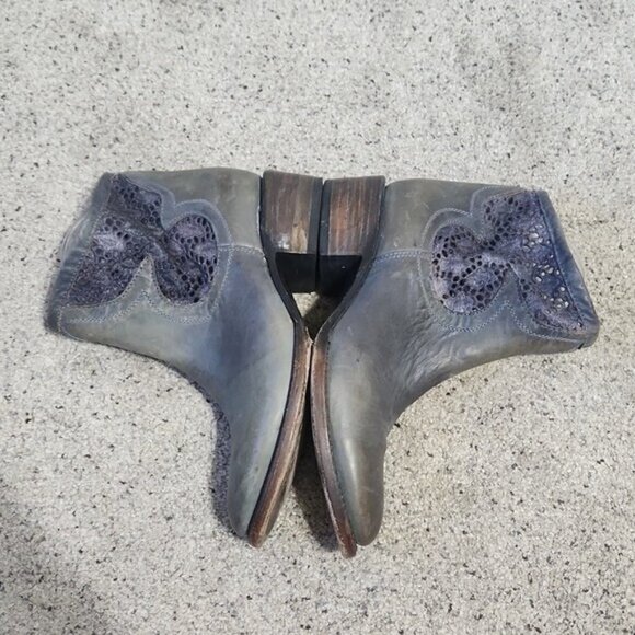 Freebird by Steven Cabcro Crochet Lace Western Moto Booties Size 6 Grey Blue - Picture 7 of 12